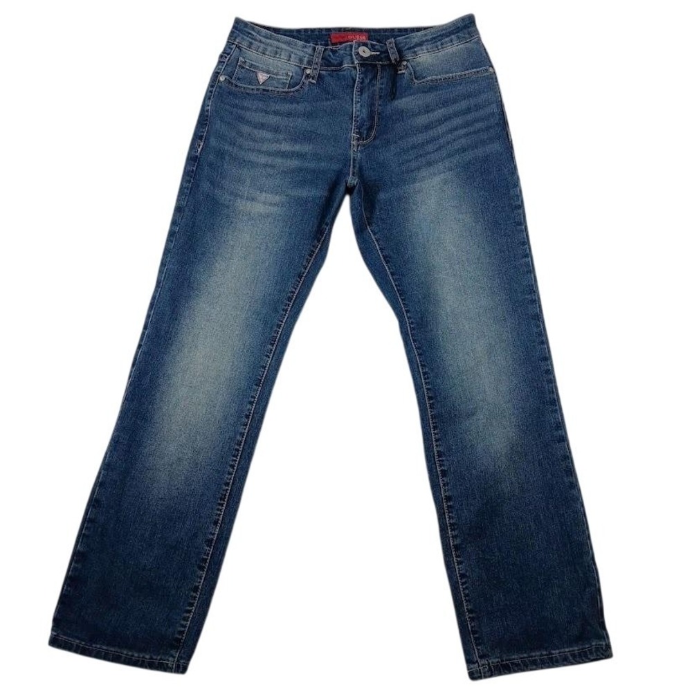 Guess Jeans Modern Slim Straight Mens 33x29 Blue Medium Wash Stretch Denim Pants